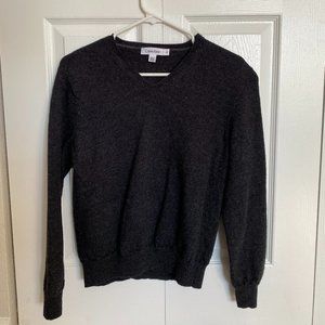 Calvin Klein Dark Grey 100% Merino Wool V-neck Sweater
